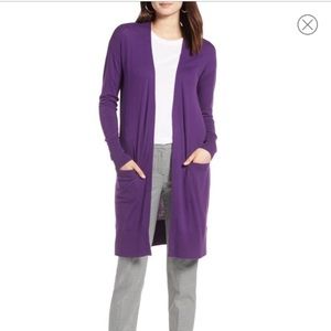 Halogen | Open Front Pocket Purple Cardigan | Sz S